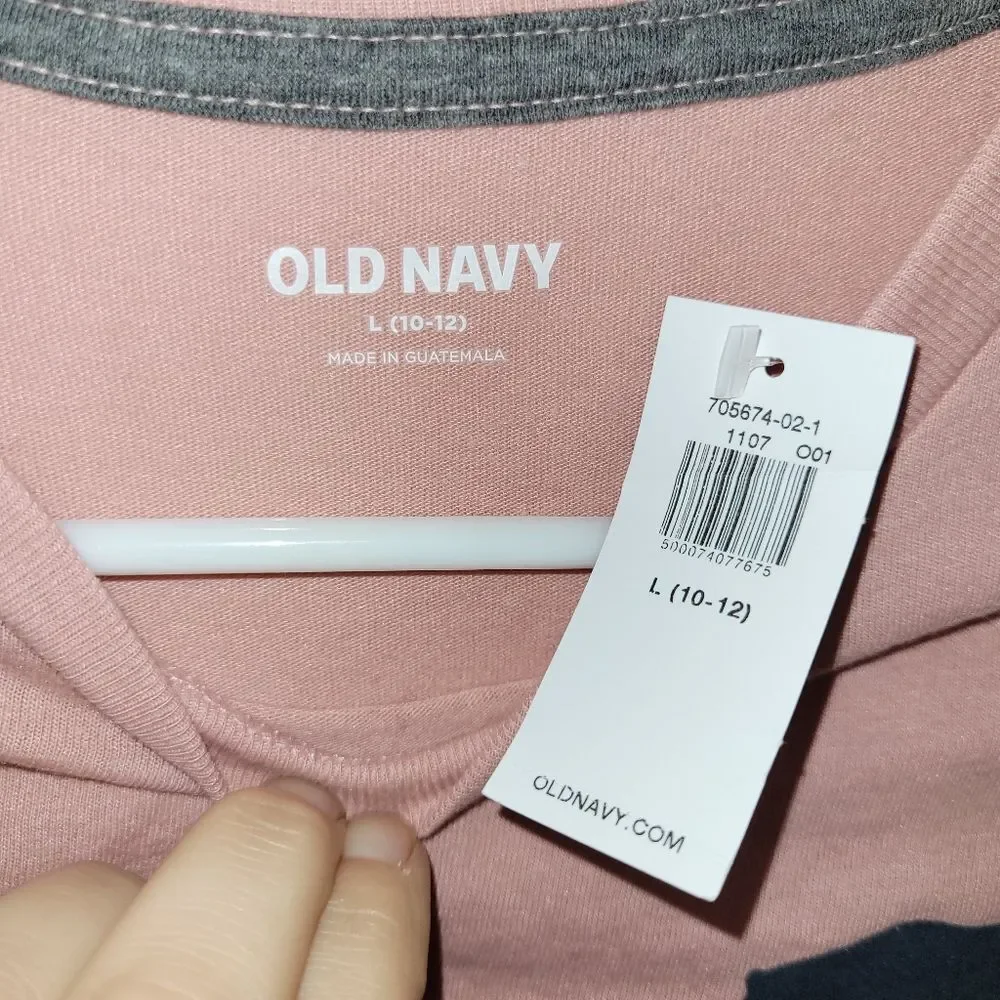 Old navy size large boys Pink Paradigm Long-Sleeve Logo-Graphic T-Shirt NWT